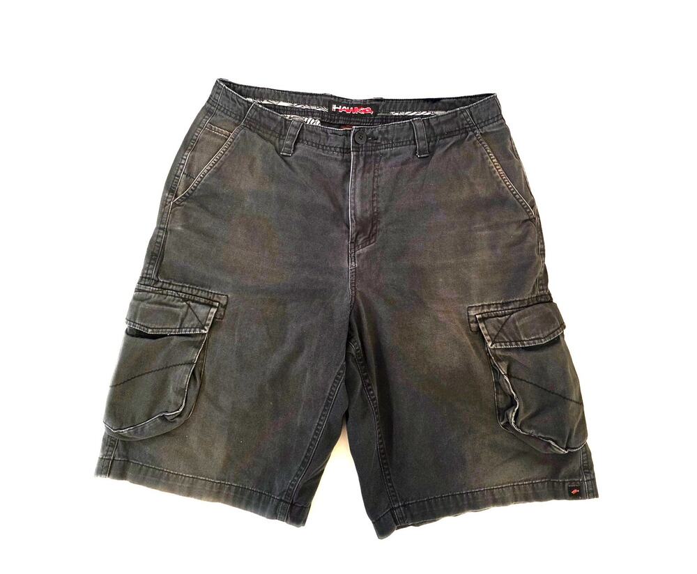 Vtg Tony Hawk Black Cargo Shorts Mens 34 y2k Streetwear Skater Utility RN 73277